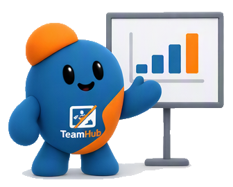 Huub, the TeamHub digital assistant, waving.