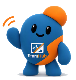 Huub, the TeamHub digital assistant, waving.